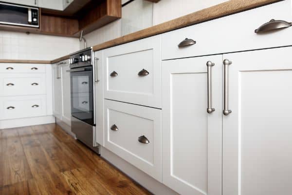 Newly installed kitchen cabinets