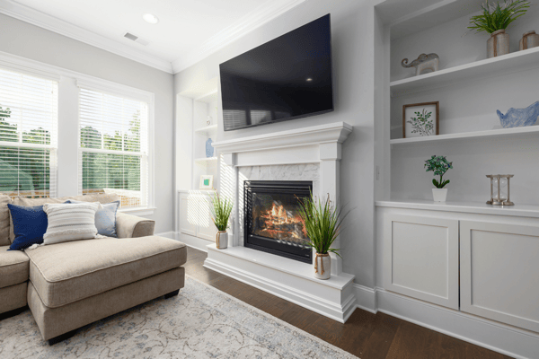 Wall-mounted TV with hidden cords